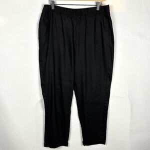 J.JILL Women Elastic Waist Tapered Leg Linen Pant Sz L Lagenlook Minimalist